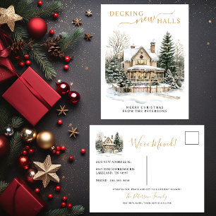 Decking Nieuwe Zalen Rustiek Nieuwe Huis Kerstmis  Aankondigingskaart