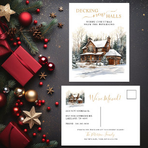 Decking Nieuwe Zalen Rustiek Nieuwe Huis Kerstmis  Aankondigingskaart
