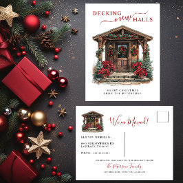 Decking Nieuwe Zalen Rustiek Nieuwe Huis Kerstmis  Aankondigingskaart