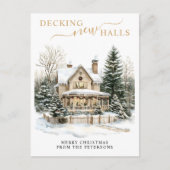 Decking Nieuwe Zalen Rustiek Nieuwe Huis Kerstmis Aankondigingskaart (Voorkant)