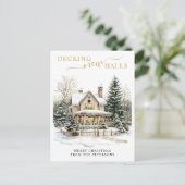 Decking Nieuwe Zalen Rustiek Nieuwe Huis Kerstmis Aankondigingskaart (Staand voorkant)