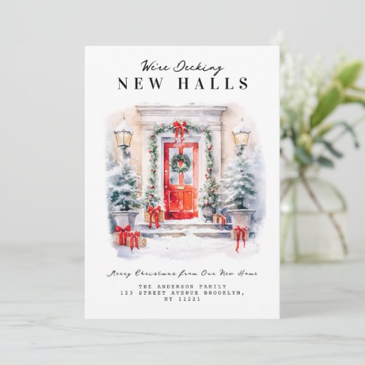 DECKING NIEUWE ZALEN | Verhuisaankondiging Feestdagenkaart (Staand voorkant)