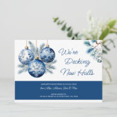 Decking nieuwe zalen We hebben verplaatst Kerstmis Feestdagenkaart (Staand voorkant)