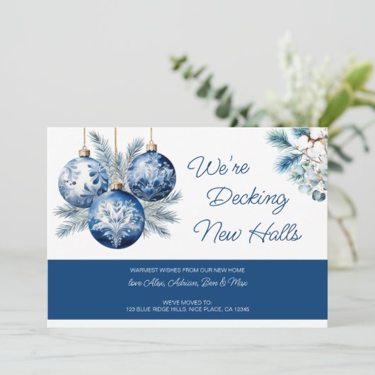 Decking nieuwe zalen We hebben verplaatst Kerstmis Feestdagenkaart (Staand voorkant)