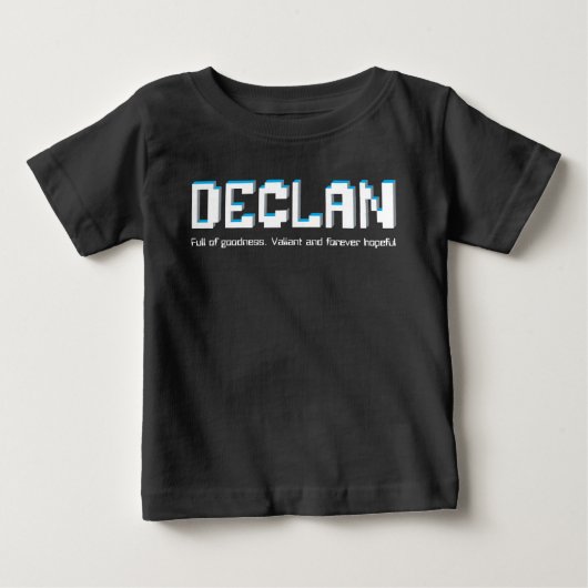 Declan jongensnaam betekenis pixels tekst (Voorkant)