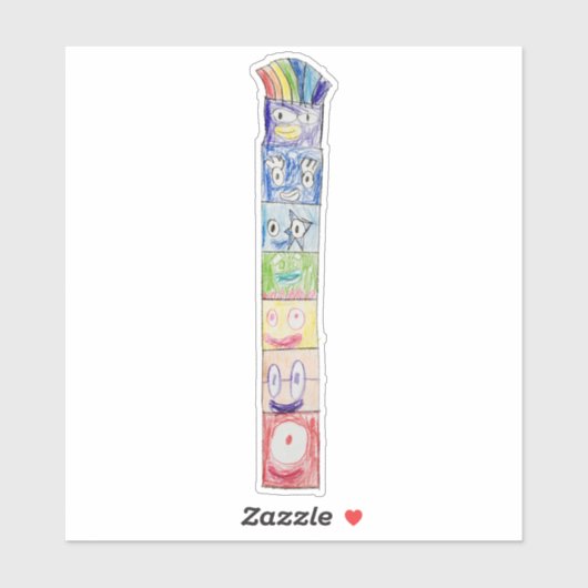 Declan's kleurrijke Totem Sticker (Vel)
