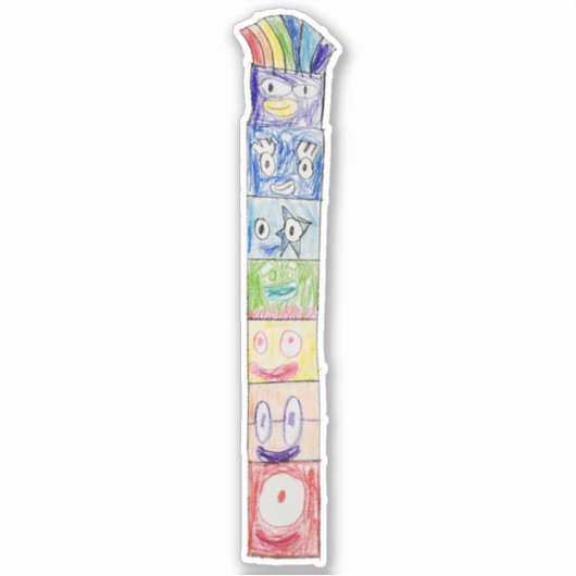 Declan's kleurrijke Totem Sticker (Voorkant)