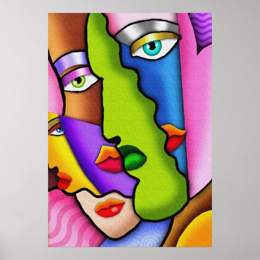 Deco Abstract mooi faces Poster (Voorkant)
