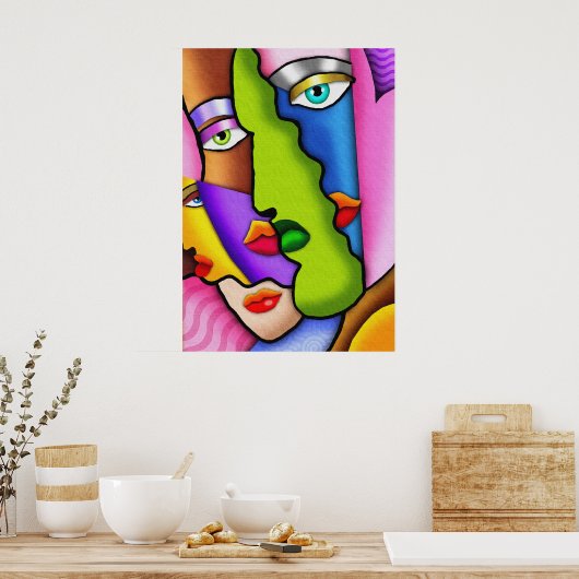 Deco Abstract mooi faces Poster (Keuken)