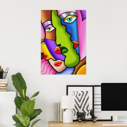 Deco Abstract mooi faces Poster (Thuiskantoor)