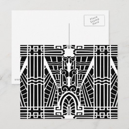 Deco Architecture Pattern, Black and White Briefkaart (Voorkant / Achterkant)