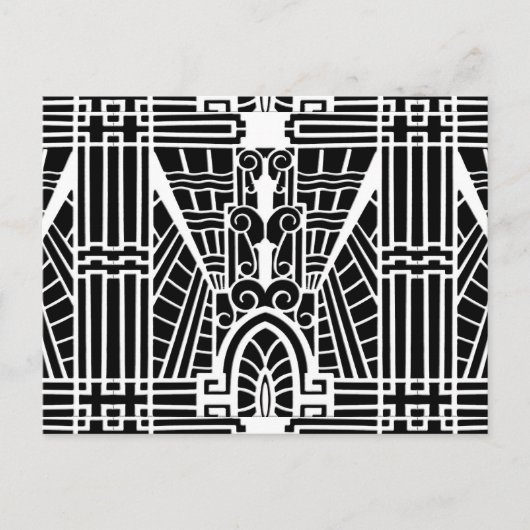Deco Architecture Pattern, Black and White Briefkaart (Voorkant)