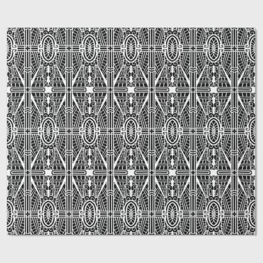 Deco Architecture Pattern, Black and White Cadeaupapier (Vlak)