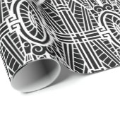 Deco Architecture Pattern, Black and White Cadeaupapier (Rol Hoek)