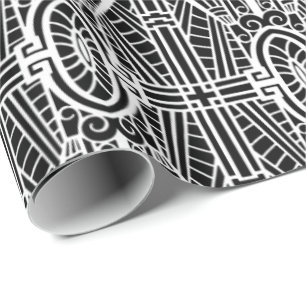 Deco Architecture Pattern, Black and White Cadeaupapier