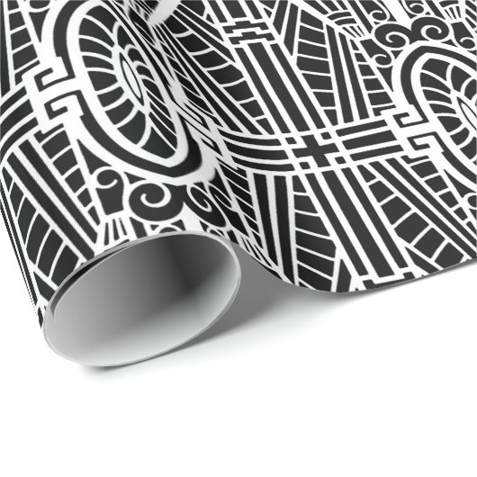 Deco Architecture Pattern, Black and White Cadeaupapier (Rol Hoek)