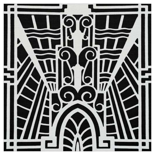 Deco Architecture Pattern, Black and White Stof (Swatch)