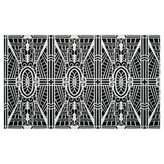 Deco Architecture Pattern, Black and White Stof (Fat Quarter)