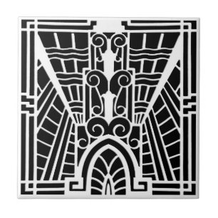 Deco Architecture Pattern, Black and White Tegeltje