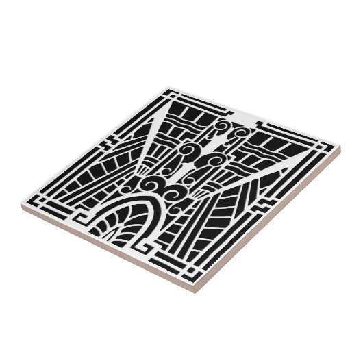 Deco Architecture Pattern, Black and White Tegeltje (Zijkant)