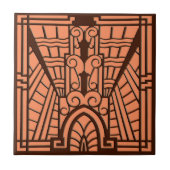 Deco Architecture Pattern, Copper and Brown Tegeltje (Voorkant)