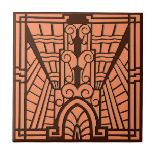 Deco Architecture Pattern, Copper and Brown Tegeltje