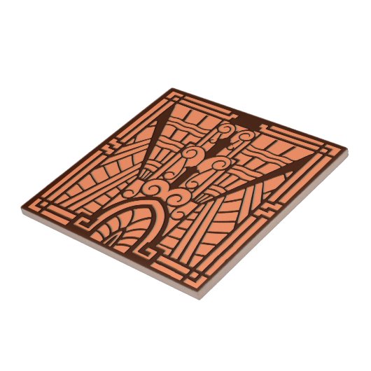 Deco Architecture Pattern, Copper and Brown Tegeltje (Zijkant)