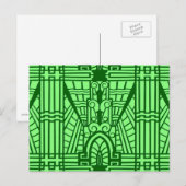 Deco Architecture Pattern, Light Jade Green Briefkaart (Voorkant / Achterkant)