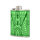 Deco Architecture Pattern, Light Jade Green Heupfles (Links)
