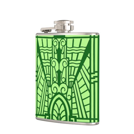 Deco Architecture Pattern, Light Jade Green Heupfles (Links)