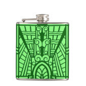 Deco Architecture Pattern, Light Jade Green Heupfles (Voorkant)