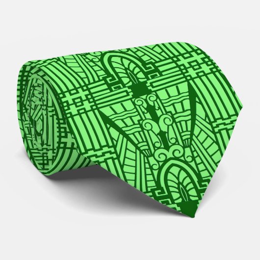 Deco Architecture Pattern, Light Jade Green Stropdas (Opgerold)