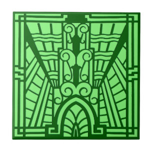 Deco Architecture Pattern, Light Jade Green Tegeltje