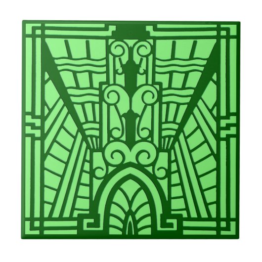 Deco Architecture Pattern, Light Jade Green Tegeltje (Voorkant)