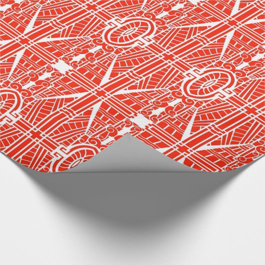 Deco Architecture Pattern, Mandarijns Oranje Cadeaupapier (Hoek)