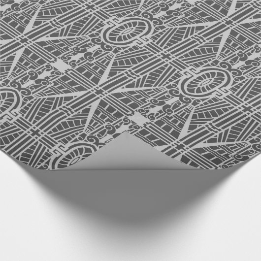 Deco Architecture Pattern, Silver Grey / Grey Cadeaupapier (Hoek)