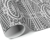 Deco Architecture Pattern, Silver Grey / Grey Cadeaupapier (Rol Hoek)