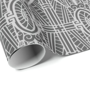 Deco Architecture Pattern, Silver Grey / Grey Cadeaupapier