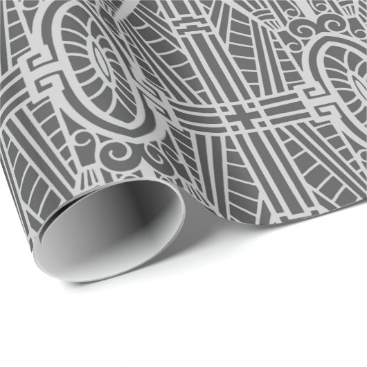 Deco Architecture Pattern, Silver Grey / Grey Cadeaupapier (Rol Hoek)