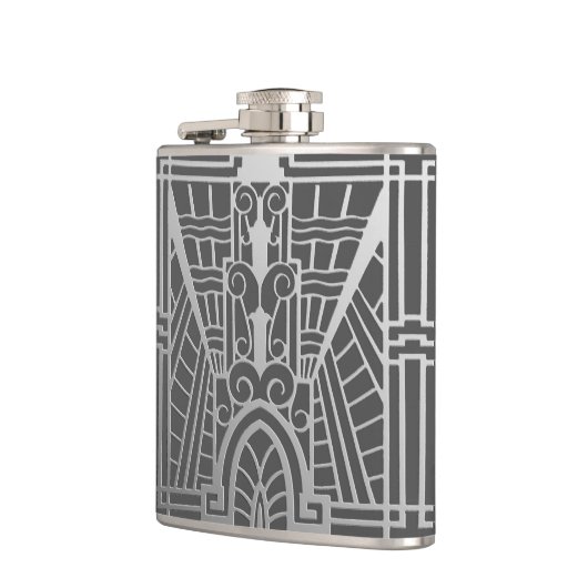 Deco Architecture Pattern, Silver Grey / Grey Heupfles (Links)