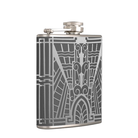 Deco Architecture Pattern, Silver Grey / Grey Heupfles (Rechts)