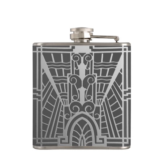 Deco Architecture Pattern, Silver Grey / Grey Heupfles (Achterkant)