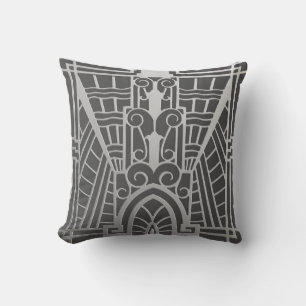 Deco Architecture Pattern, Silver Grey / Grey Kussen