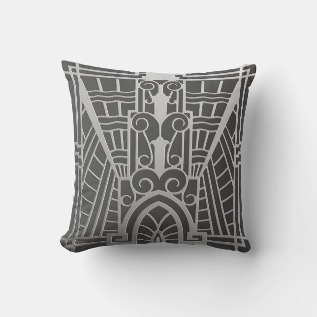 Deco Architecture Pattern, Silver Grey / Grey Kussen (Voorkant)