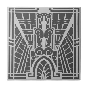 Deco Architecture Pattern, Silver Grey / Grey Tegeltje
