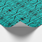 Deco Architecture Pattern, Turquoise en Black Cadeaupapier (Hoek)