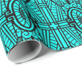 Deco Architecture Pattern, Turquoise en Black Cadeaupapier (Rol Hoek)