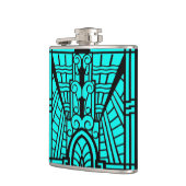 Deco Architecture Pattern, Turquoise en Black Heupfles (Links)