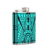 Deco Architecture Pattern, Turquoise en Black Heupfles (Rechts)