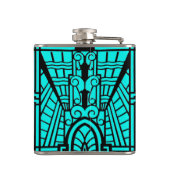 Deco Architecture Pattern, Turquoise en Black Heupfles (Achterkant)